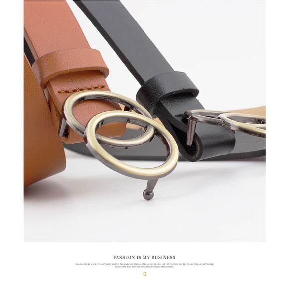 2/$30 Belt Classic Faux Leather Camel Tan Interlocking Circular Metal Buckle - Picture 5 of 10